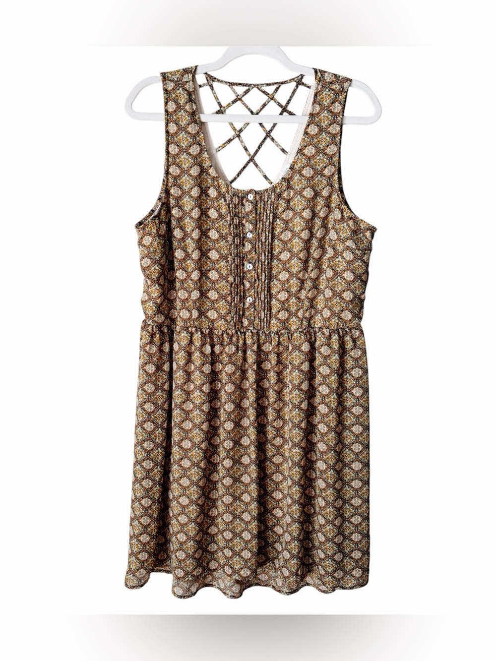 Daniel Rainn | Sleeveless Mini Dress Strappy Back Fall Brown Orange Large